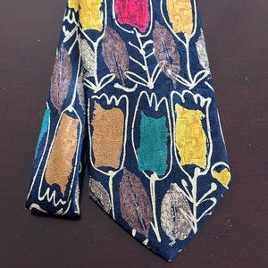 ERMENEGILDO ZEGNA Necktie Floral Tie - Made in ITALY - 100% Silk